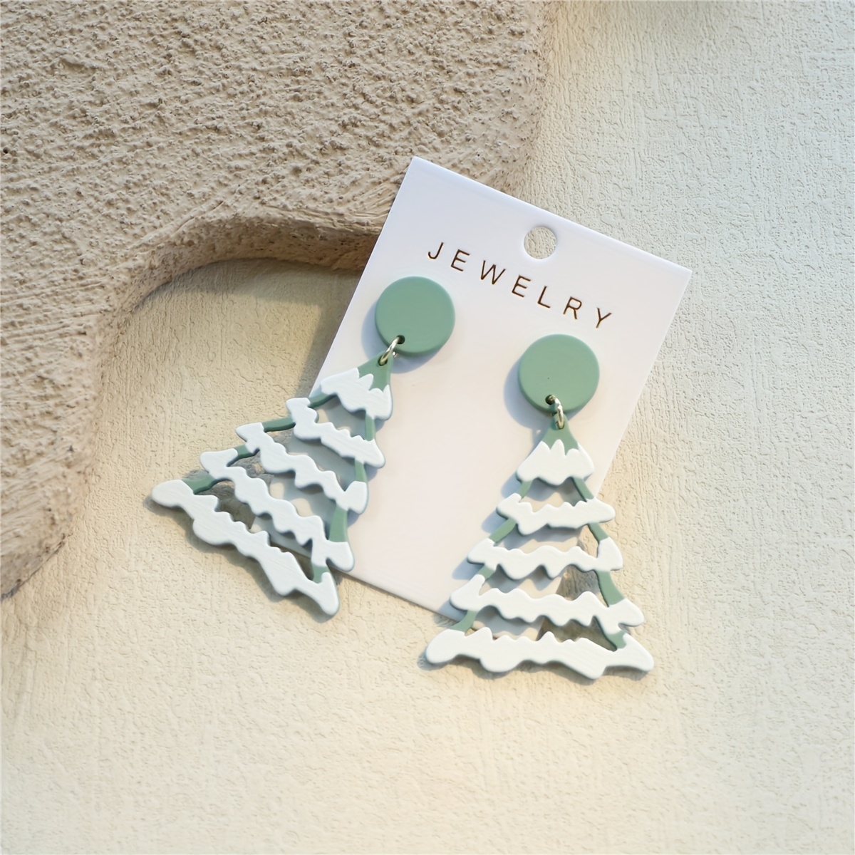Women's Christmas Hollow-Out Light Green Tree Earrings